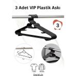 Vip Home Concept Siyah Plastik Elbise Kıyafet Askısı 3 Adet Plastik Elbise Askısı Siyah Vıp