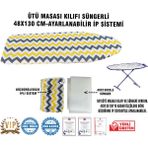 Vip Home Concept Ütü Masası Kılıfı Vip 48X130 Cm-Süngerli Ütü Bezi Ütü Masası Bezi-Sarı Gri Zikzak - 48 x 130 cm
