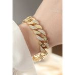 Vip Seri Pirinç Zirkon Taşlı Gold Renk Gurmet Bileklik - Lisinya - 001-Renkli