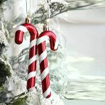 Vıp Yüksek Kalite 6 Adet Baston Süs 13 Cm Parlak Simli Kırmızı Yılbaşı Ağacı Süsü Noel Ağacı Süsleri Vitrin