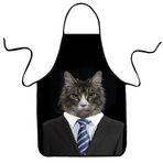 VIPbuy Yenilik 3D Hayvan Baskılı Önlük Komik Ayarlanabilir Su Geçirmez Mutfak Önlüğü Barbekü El Sanatları için (Kedi)