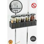 vipgross 5Lİ METAL DUVARA ASILABİLİR BAHARATLIK SETİ - METAL RAFLI BAHARATLIK - SİYAH 30 CM RAF