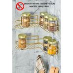 vipgross Mutfak Rafı 2'li Set Yapışkanlı Lüks Modern Siyah Metal Baharatlık Rafı Organizer Düzenleyici - Gold Gold Tek Ebat