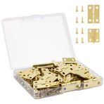 VIPMOON Küçük menteşeler, 70 adet süper mini menteşe, 24 x 15 mm + 18 x 15 mm retro pirinç menteşe, mini menteşe, ahşap kutu için vidalı, model yapımı, takı kutusu, dolap, altın