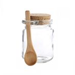 vipolish 1 adet 250 ml Şeffaf Cam Saklama Kavanozları Şişe Mantar Tıpalı ve Ahşap Kaşıklı Mutfak Gıda Saklama Kapları Ballı Kahve Çekirdekleri Tahıl Kurabiye Şekeri Fındık