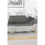 Virdis Home Elmas Desen Pamuklu Koltuk Örtüsü 170X210CM Tekli&üçlü Koltuk,çekyat ve Berjer Için Lüks Yıkanabilir - 170 x 210 cm - Siyah