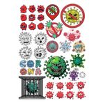 Virüs Bakteri Sticker Set-1 32 Parça Telefon, Tablet, Defter, Laptop Sticker