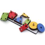 Visal Toys Ahşap Eğitici Oyuncak 4'lü Uzun Geometrik Şekil Lazerli - Renkli
