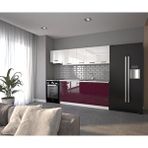 Visas Concept 240 cm Buğra Hazır High-Gloss Tezgah Dahil Mutfak Dolabı