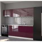 Visas Concept 240 Cm Hıgh Gloss Kapak- Mürdüm- Sümbül Hazır Mutfak Dolabı- Aspiratör Modüllü - Demonte