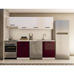 Visas Concept 240 Cm Nazar Hazır Mutfak Dolabı Tezgah Dahil Parlak Beyaz - Parlak Mürdüm