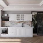 Visas Concept 260 Cm Mdf Gövde Mebran Kapak Üç Çekmeceli Hilal Hazır Mutfak - Beyaz(Tezgah Dahil)