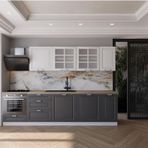 Visas Concept 280 Cm Mdf Gövde Mebran Kapak Üç Çekmeceli Elvan Hazır Mutfak -Antrasit - Beyaz(Tezgah Dahil)
