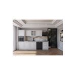 visasconcept 300 Cm Mdf Gövde Membran Kapak Üç Çekmeceli Yurdum Hazır Mutfak - Beyaz (TEZGAH DAHİL)