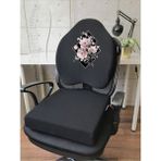 Visco Gamer Oyuncu Bel Yastığı ve Kare Oturma Minderi 2'li Set Siyah Flower Düet