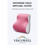 Visco Ortopedik Bel Destek Yastığı, Ofis, Araba, Sandalye, Koltuk, Sırt Yastığı Minderi Pembe