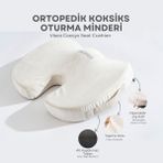 Visco Ortopedik, Kaydırmaz Tabanlı, Ofis, Araba, Koksiks Oturma Minderi, 45X34X7CM - 45 x 34 x 7 cm - Bej