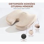 Visco Ortopedik, Kaydırmaz Tabanlı, Ofis, Araba, Koksiks Oturma Minderi, 45X34X7CM - 45 x 34 x 7 cm - Camel