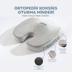 Visco Ortopedik, Kaydırmaz Tabanlı, Ofis, Araba, Koksiks Oturma Minderi, 45X34X7CM - 45 x 34 x 7 cm - Gri