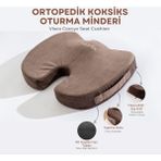 Visco Ortopedik, Kaydırmaz Tabanlı, Ofis, Araba, Koksiks Oturma Minderi, 45X34X7CM - 45 x 34 x 7 cm - Kahverengi