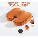 Visco Ortopedik, Kaydırmaz Tabanlı, Ofis, Araba, Koksiks Oturma Minderi, 45X34X7CM - 45 x 34 x 7 cm - Kiremit Rengi