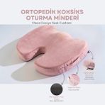 Visco Ortopedik, Kaydırmaz Tabanlı, Ofis, Araba, Koksiks Oturma Minderi, 45X34X7CM - 45 x 34 x 7 cm - Pembe