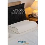 visco sleep Ortopedik Visco Yastık Boyun Destekli Yastık Aylona Doğal Viskon Kılıflı 55x35x11-7 cm