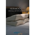 visco sleep Ortopedik Visco Yastık Boyun Formu İçin Özel Tasarım Hermosa Keten Kılıflı Ergonomik 60x35x11-7 Cm