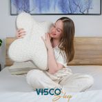 Visco Sleep Visco Yastık Kelebek Yastık Ergonomik Yastık Papillon Ortopedik Doğal Keten Kılıflı Yastık 45x50x15 cm - Krem - 45 x 50 cm