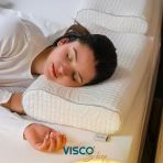 Visco Yastık Ortopedik Yastık Velicia Boyun Destekli Yastık Doğal Viskon Kılıflı 55X35x12-10 Cm