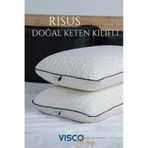 Visco Yastık Risus Ergonomik Yastık Doğal Keten Kılıf 60x40x15cm