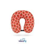 Viscofly Ortopedik Seyahat Yastığı- Boyun Yastığı - 30*30*10 cm-% 100 Visco Dolgu-Kadife - Çilek Desen ad5007