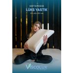 Viscolux Bombeli Lüx Boyun Destekli Ortopedik Yastık; Anti-aging Visco Yastık Pembe 57x42x13/11
