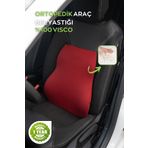 Viscomina Ortopedik Araç Araç Bel Yastığı Visco Sırt Minderi Ortopedik Araç Minderi Visco Minder Bordo Renk