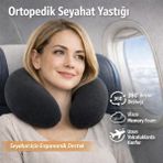 Viscomina Ortopedik Visco Seyahat Yastığı – 360° Boyun Destekli Memory Foam Uçak & Araç Boyun Yastığı - Standart - Siyah
