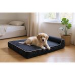 Viscopet Premium Cleopatra 10 cm Blok Süngerli Alezli Fermuarlı Yıkanabilir Köpek Yatağı - Siyah - 80 x 110 cm