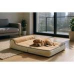Viscopet Premium Cleopatra Blok Sungerli Alezli Fermuarlı Yıkanabilir Köpek Yatağı - 60 x 75 x 10 cm - Kahve - Krem