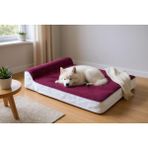 Viscopet Premium Cleopatra Blok Süngerli Alezli Fermuarlı Yıkanabilir Köpek Yatağı-bordo ekru krem - Bordo - Krem