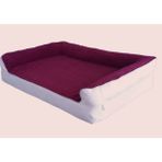 Viscopet Premium Sofa Blok Sungerli Alezli Fermuarlı Yıkanabilir Köpek Yatağı-Bordo Krem - 70 x 95 cm