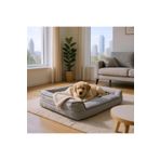 viscopet Premium Sofa Blok sungerli Alezli Fermuarlı Yıkanabilir Köpek Yatağı- S-gri