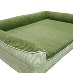 viscopet Premium Sofa Blok sungerli Alezli Fermuarlı Yıkanabilir Köpek Yatağı-Yesil Krem (Medium)