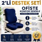 Viscora Ortopedik Sırt ve Oturma Minderi Seti – Bel, Sırt ve Kuyruk Sokumu İçin Ergonomik Visco Destek