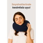 Viscoshy Seyahat Yastığı Boyun İçin Kolay Taşınabilir Visko Hafızalı %100 Visco Konforlu, Ortopedik lacivert