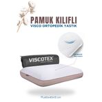 VİSCOTEX Pamuk Kılıflı Medium Boyun Destekli Visco Ortopedik Yastık, Kahverengi, 60x40x13 Cm