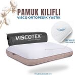 Viscotex Pamuk Kılıflı Medium Visco Ortopedik Yastık, Kahverengi, 60X40X13 cm