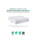 VİSCOTEX Relaxfit Çift Boyun Destekli Visco Ortopedik Yastık, 58x38x12/10cm, Beyaz