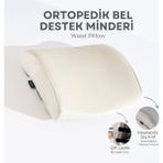 Viscotex Visco Ortopedik Bel Destek Yastığı, Ofis, Araba, Sandalye, Koltuk, Sırt Yastığı Minderi, 38X33X12 cm - Bej