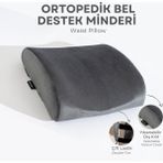 Viscotex Visco Ortopedik Bel Destek Yastığı, Ofis, Araba, Sandalye, Koltuk, Sırt Yastığı Minderi, 38X33X12 cm - Füme