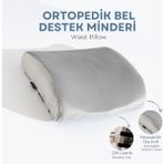 Viscotex Visco Ortopedik Bel Destek Yastığı, Ofis, Araba, Sandalye, Koltuk, Sırt Yastığı Minderi, 38X33X12 cm - Gri