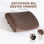 Viscotex Visco Ortopedik Bel Destek Yastığı, Ofis, Araba, Sandalye, Koltuk, Sırt Yastığı Minderi, 38X33X12 cm - Kahverengi